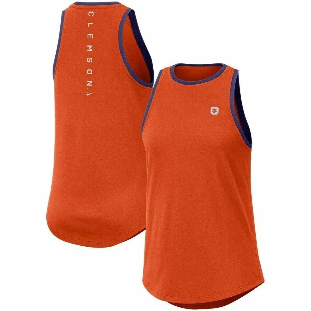 Nike Clemson Tigers Orange High Neck Tank Top T Shirt Dri-Fit Womens Ao4654 888
